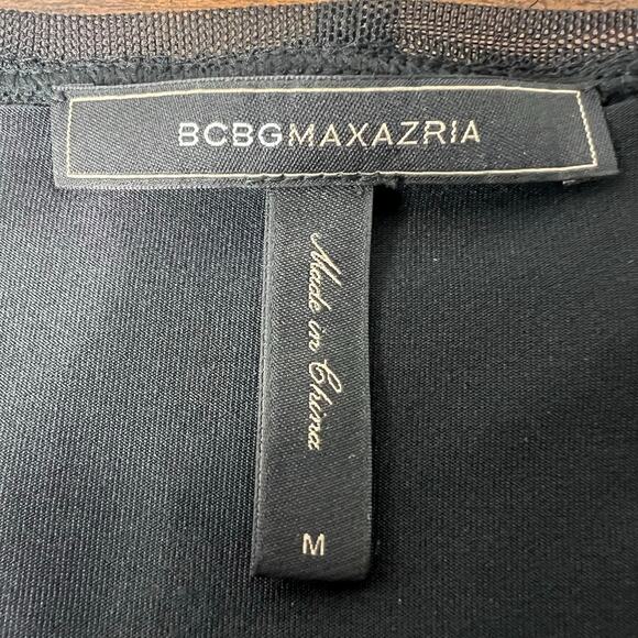 BCBGMaxAzria Black Velma Long-Sleeve Fringe Dress LBD Little Black Dress Size M - Picture 12 of 15